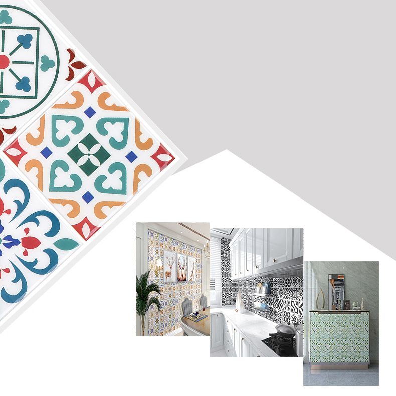 Rynx | Square Print Plastic Peel & Stick Tile Field Tile for Backsplash Wall