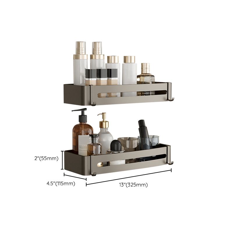 Rynx | Contemporary Aluminum Bathroom Accessory Set Grey Bath Shelf