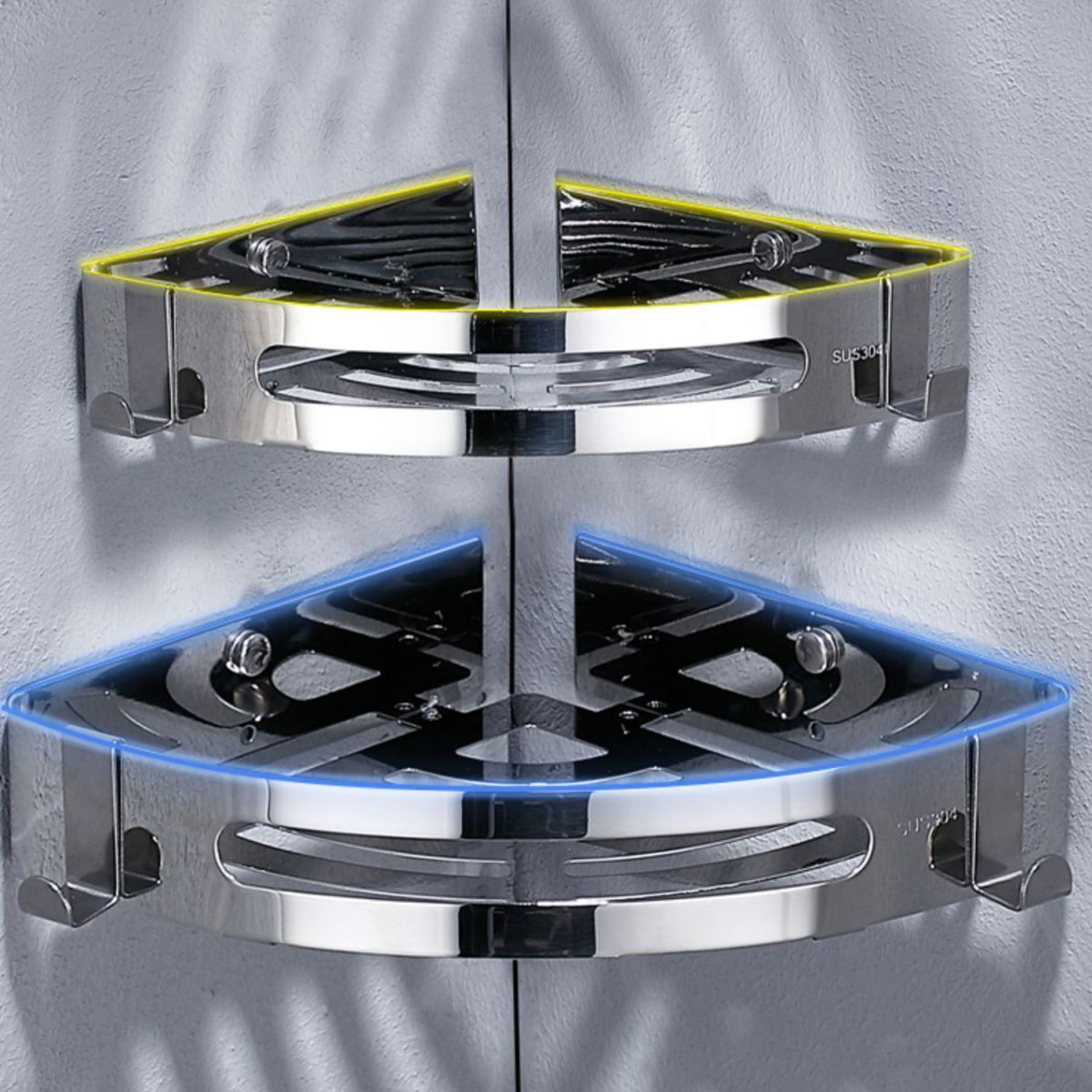 Rynx | Modern Stainless Steel Bath Accessory Set Rectangular & Triangular Bath Shelf