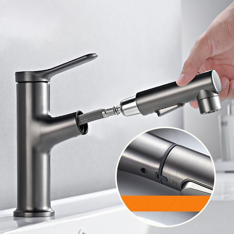 Rynx | Extendable simple bathroom sink faucet 1 hole single lever faucet