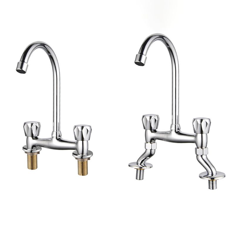 Rynx | Contemporary Widespread Sink Faucet Knob Handle Goose Neck Arc Solid Brass Faucet