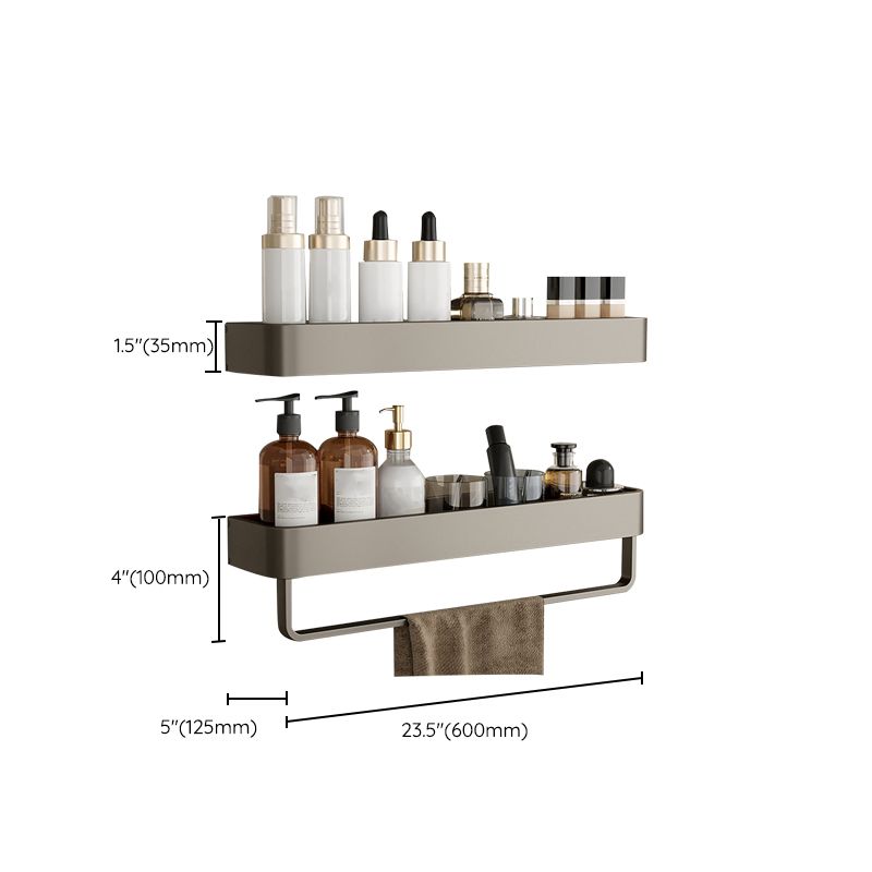 Rynx | Contemporary Aluminum Bathroom Accessory Set Grey Bath Shelf