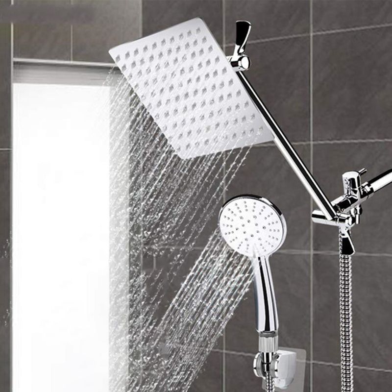 Rynx | Modern Style Dual Showerhead 9-Spray Silver Wall-Mounted Showerhead