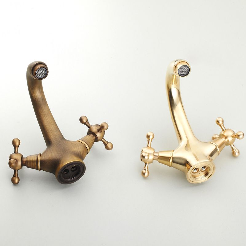 Rynx | Vintage Widespread Bathroom Faucet Industrial Cross Handles Sink Faucet