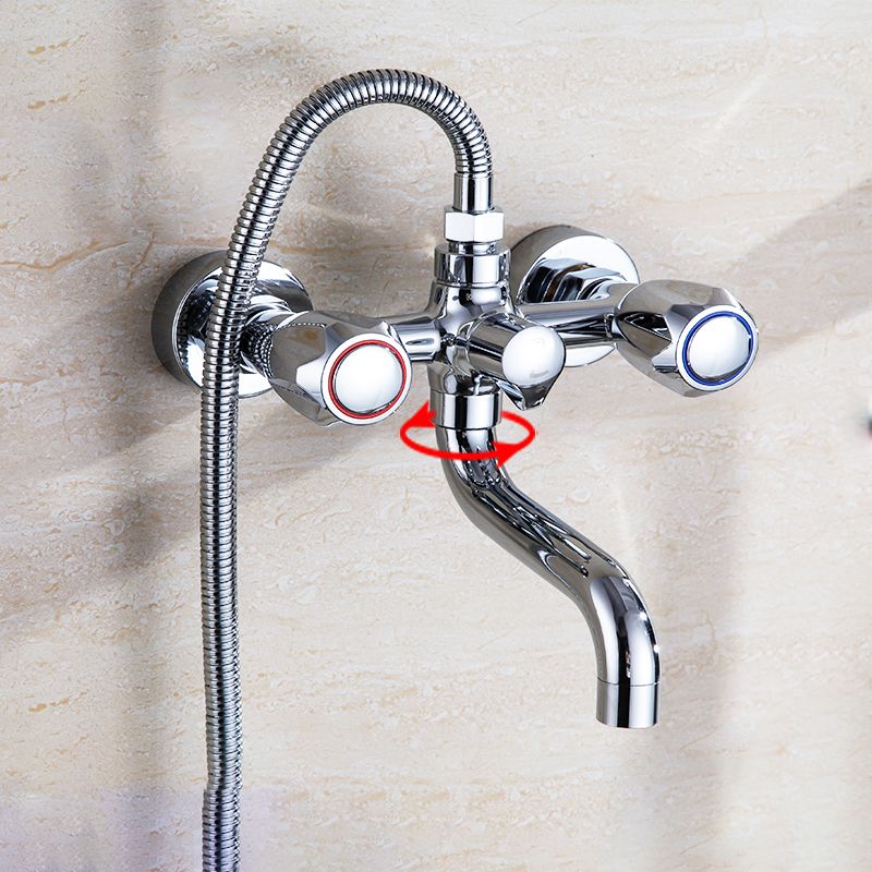 Rynx | Chrome Bathroom Faucet Trim Wall-mounted Swing Faucet with Hand Shower