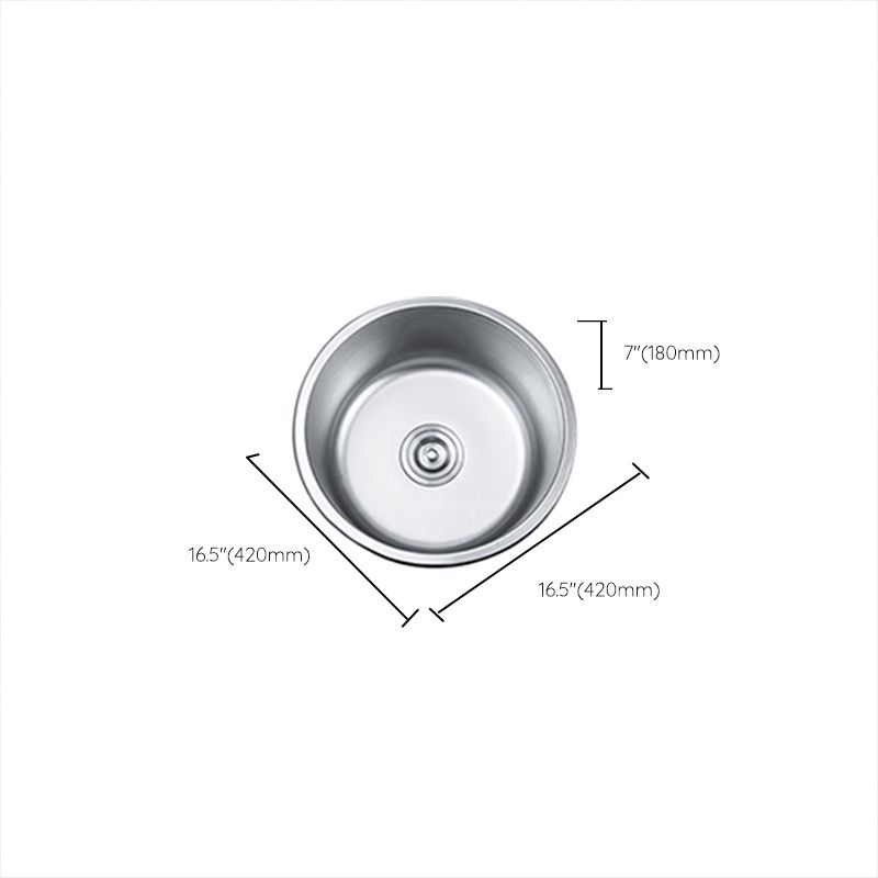 Rynx | Round Single Bowl Kitchen Sink Stainless Steel Sink with Drain Strainer Set