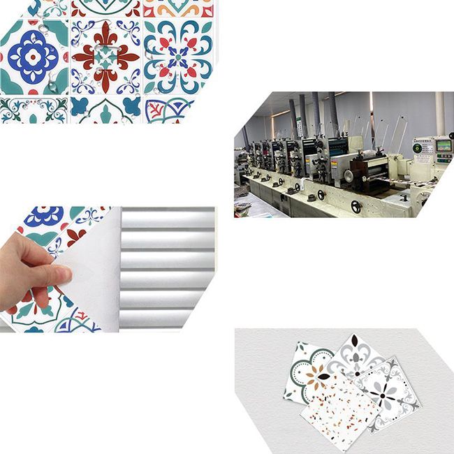 Rynx | Square Print Plastic Peel & Stick Tile Field Tile for Backsplash Wall