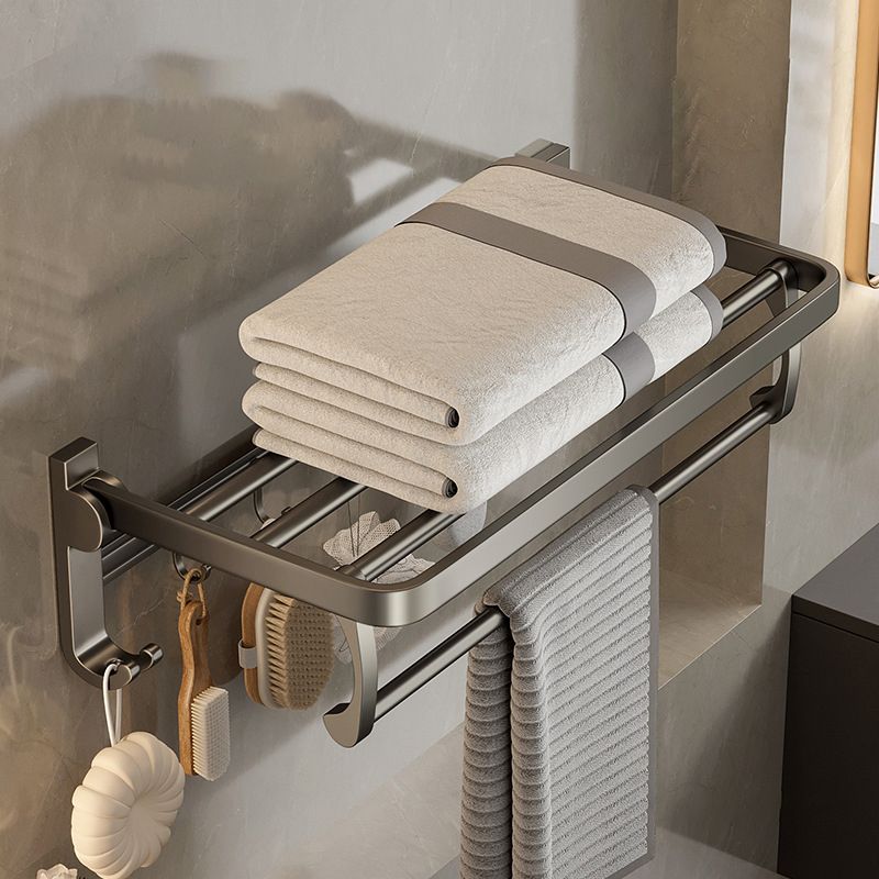 Rynx | Modern Bathroom Accessories Set in Gray with Bathroom Shelf/Towel Holder/Bathrobe Hook & Paper Holder