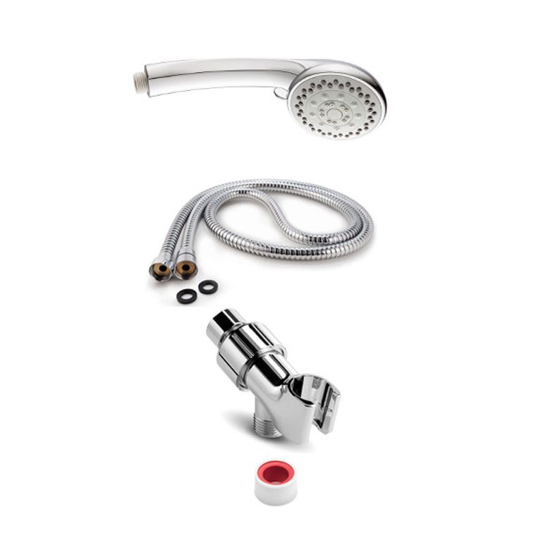 Rynx | Round Handheld Showerhead in Silver Leak-Resistant Wall-Mounted Showerhead