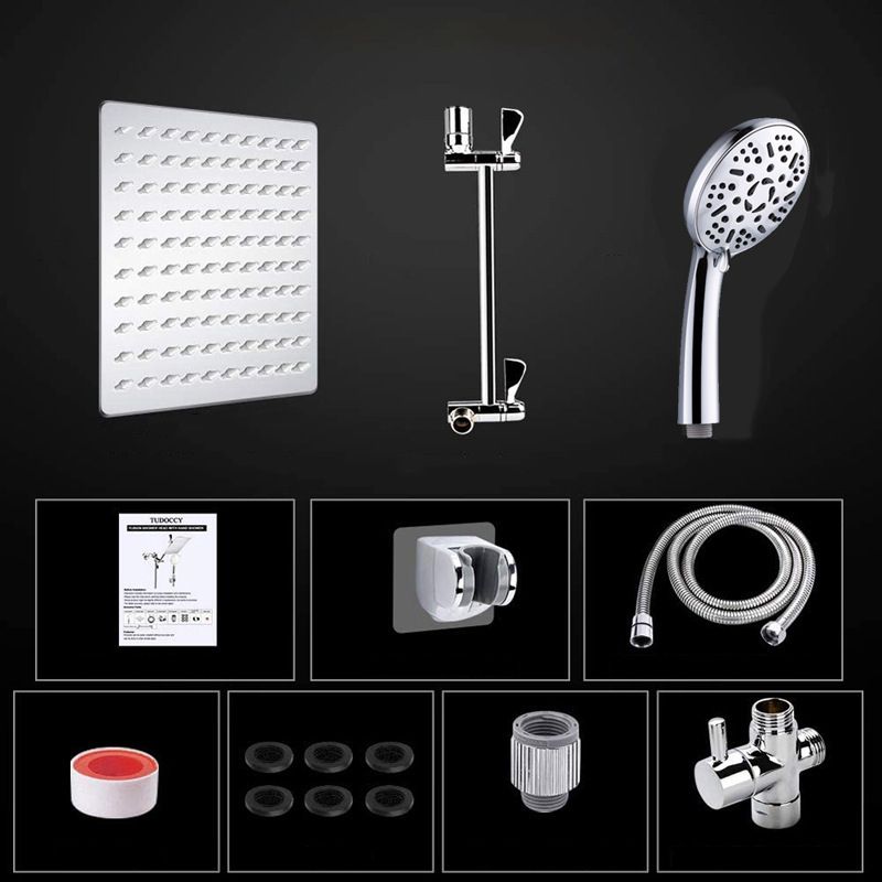 Rynx | Modern Style Dual Showerhead 9-Spray Silver Wall-Mounted Showerhead