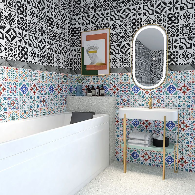 Rynx | Square Print Plastic Peel & Stick Tile Field Tile for Backsplash Wall