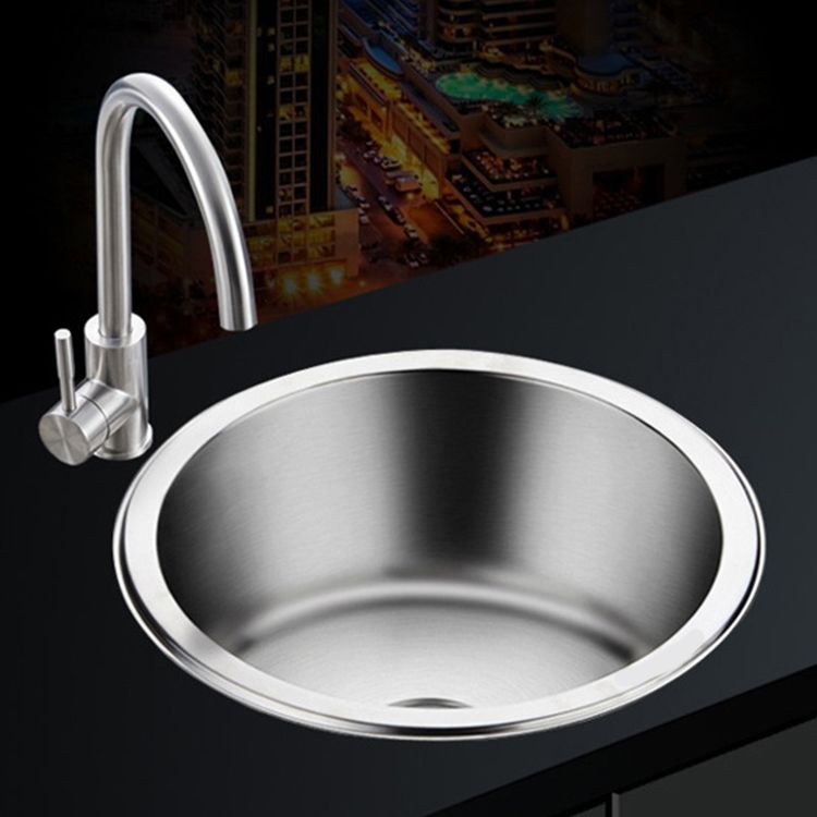 Rynx | Round Single Bowl Kitchen Sink Stainless Steel Sink with Drain Strainer Set