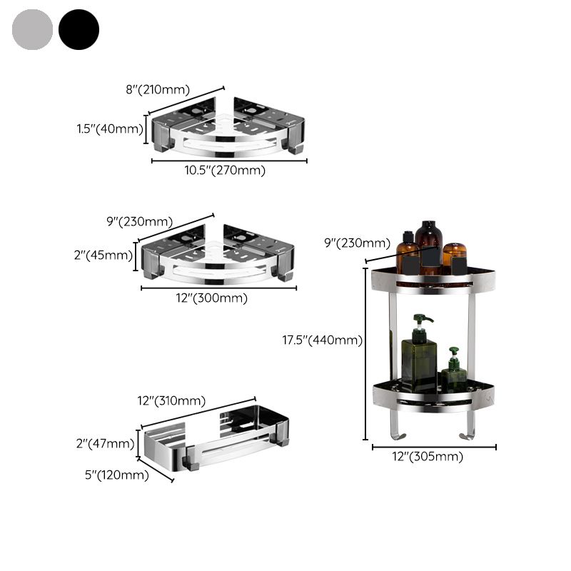 Rynx | Modern Stainless Steel Bath Accessory Set Rectangular & Triangular Bath Shelf