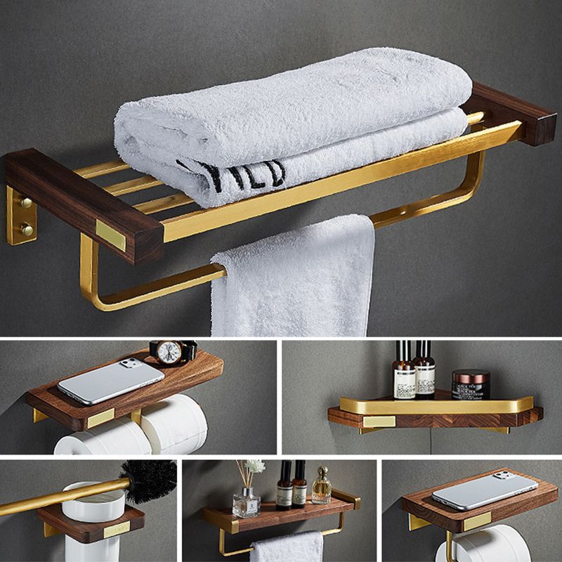 Rynx | 6-Piece Walnut Bathroom Accessory Set Metal Gold Bathroom Hardware Set