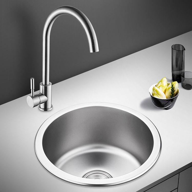 Rynx | Round Single Bowl Kitchen Sink Stainless Steel Sink with Drain Strainer Set