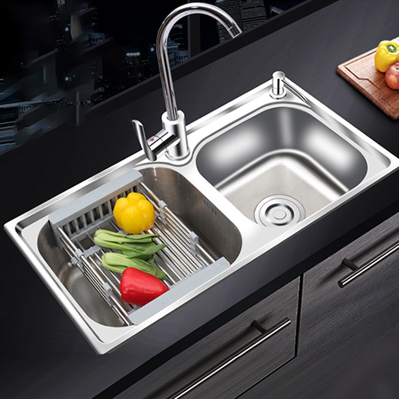 Rynx | Modern Style Kitchen Sink Stainless Steel 2 Holes Top Mount Kitchen Sink