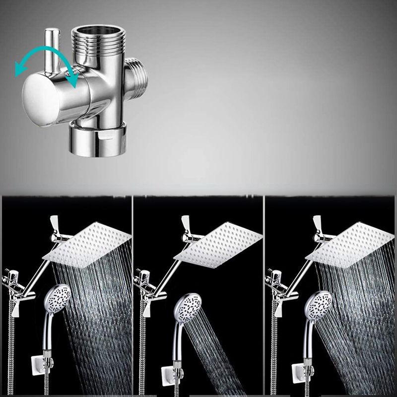 Rynx | Modern Style Dual Showerhead 9-Spray Silver Wall-Mounted Showerhead
