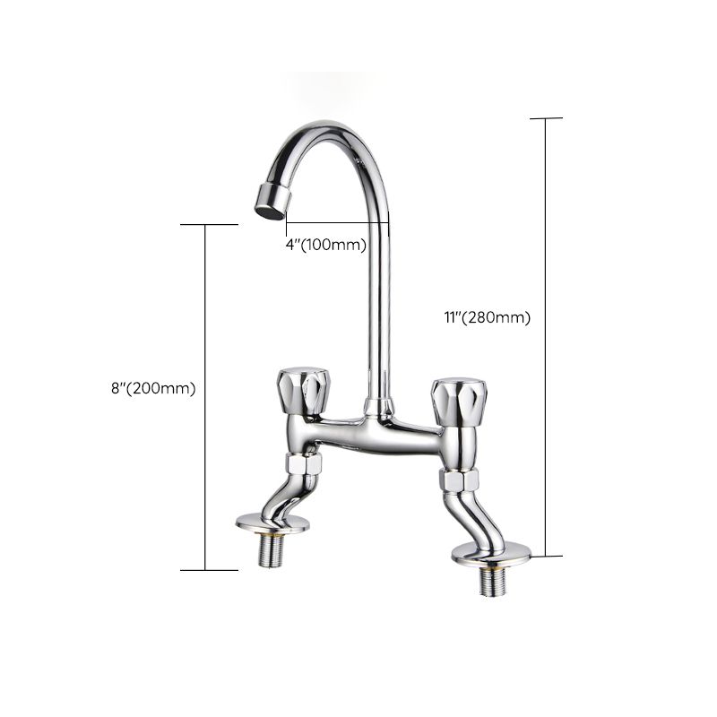 Rynx | Contemporary Widespread Sink Faucet Knob Handle Goose Neck Arc Solid Brass Faucet