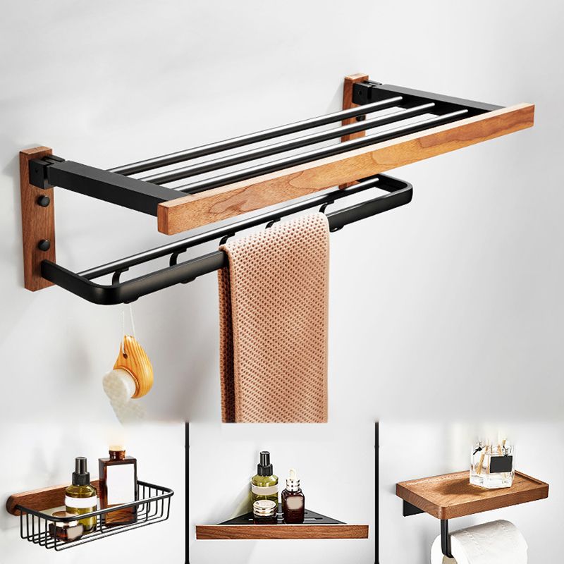 Rynx | Wood and Aluminum Bath Accessory Set Black Bathroom Accessory Kit