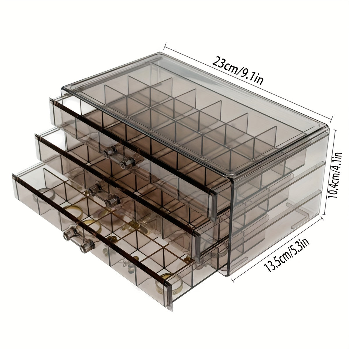 Rynx | 3-layer Large Jewelry Box – 72-compartment for Rings, Earrings, and Chains