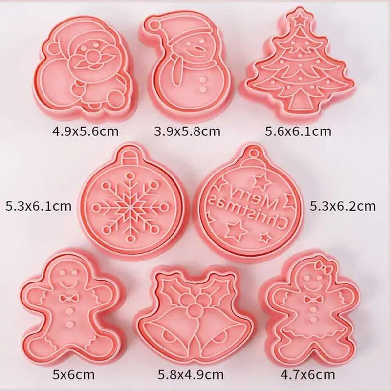 Rynx | 8 Pieces/Set DIY Cake Decoration Tools Christmas Cartoon Cookie Cutter Set Plastic Baking Molds Cookie Tools