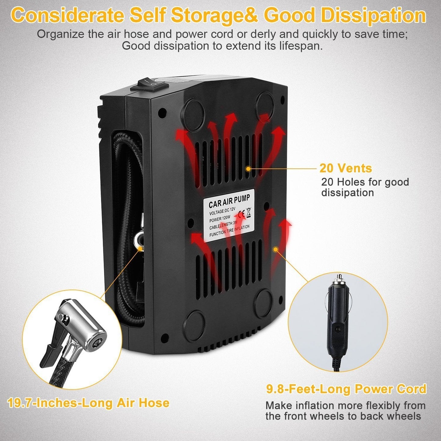 Rynx | 12V DC 100W 150PSI Digital Tire Inflator