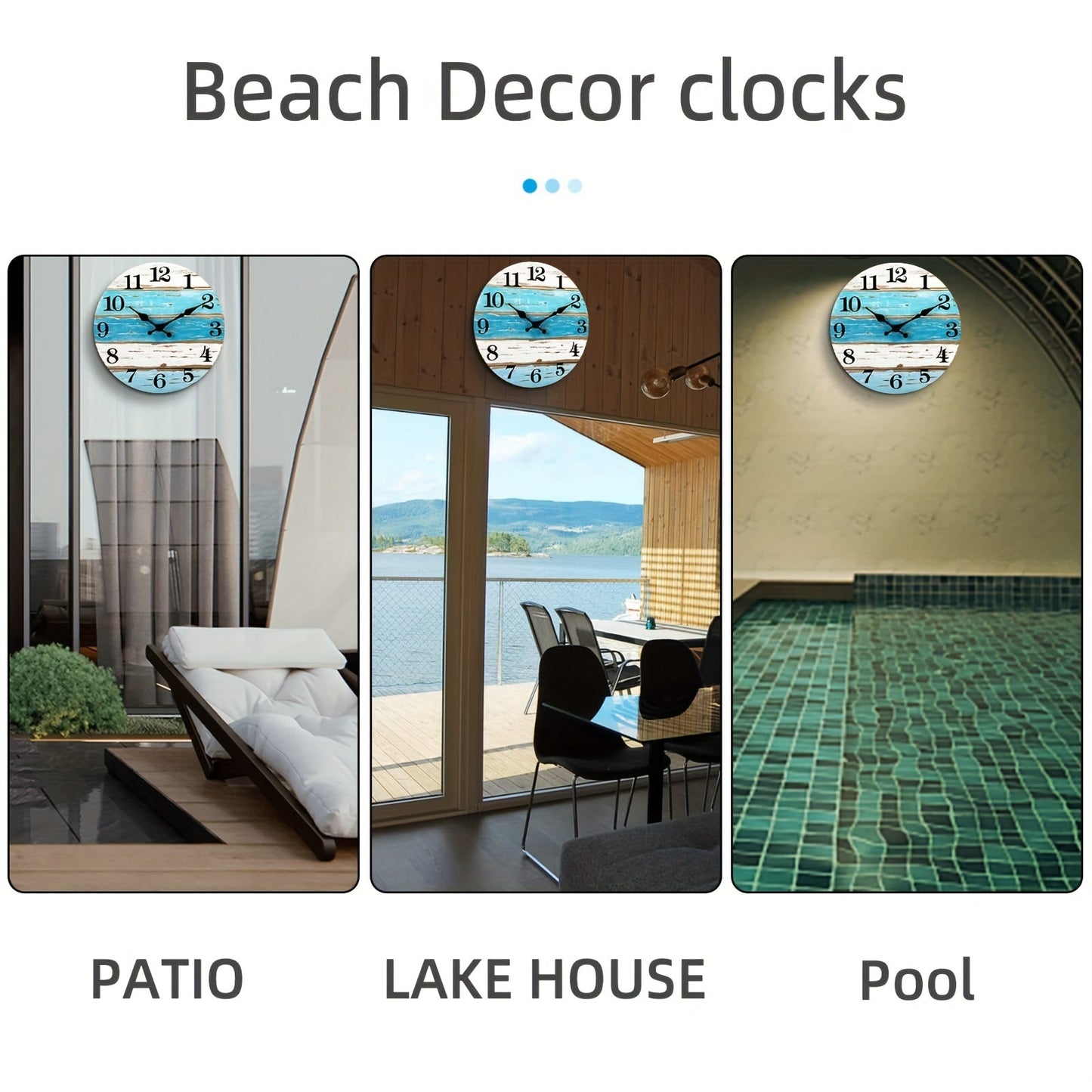 Rynx | Nautical Wall Clock - Silent Round Clock, Blue Theme for Outdoor and Indoor