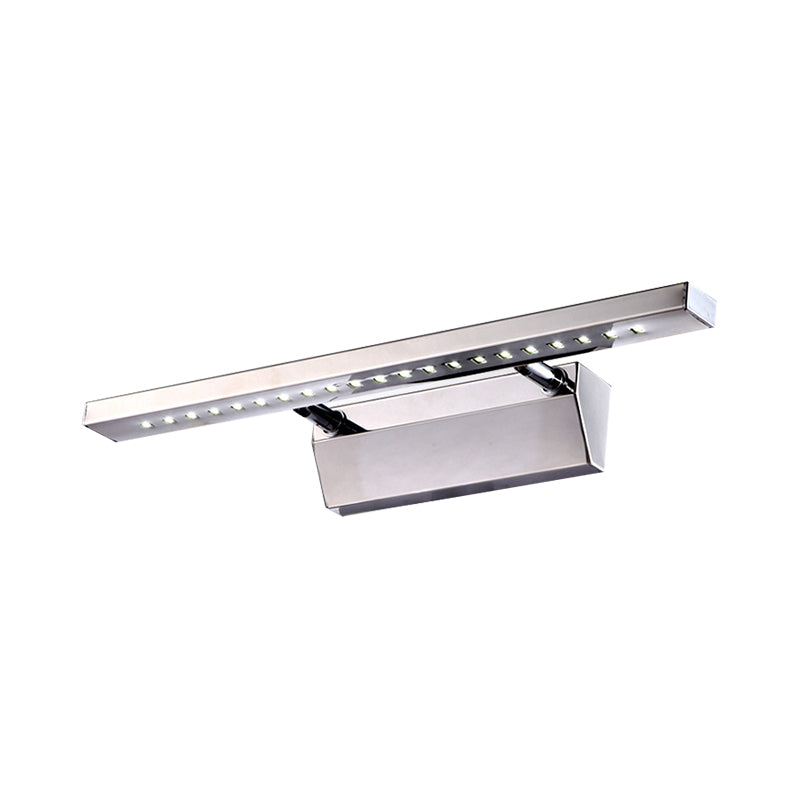 Rynx | Rectangular Interior Mirror Light Stainless Steel 16"/19.5" W LED Modern Wall-Mounted Light in Chrome, Warm/White Lighting