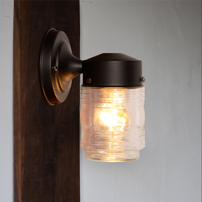 Rynx | Cylindrical Clear Glass Wall Lamp Modern 1 Light Black/White Wall Mounted Light Fixture