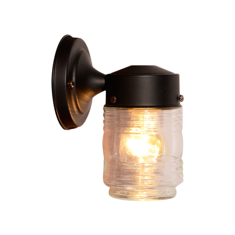 Rynx | Cylindrical Clear Glass Wall Lamp Modern 1 Light Black/White Wall Mounted Light Fixture