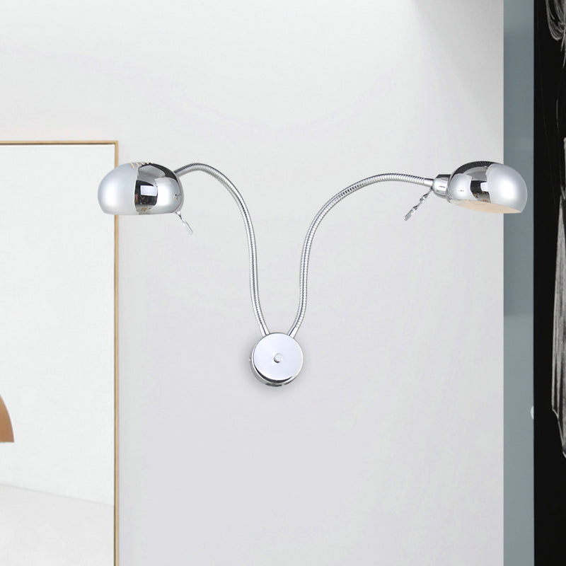 Rynx | Double-headed metal wall lamp industrial style 2 lights bedroom wall lamp with flexible arm in black/chrome