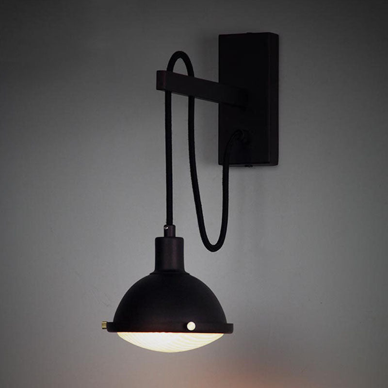 Rynx | 1 Light Wall Lighting Farm Bowl Shade Metallic Wall Lamp in Black for Dining Room
