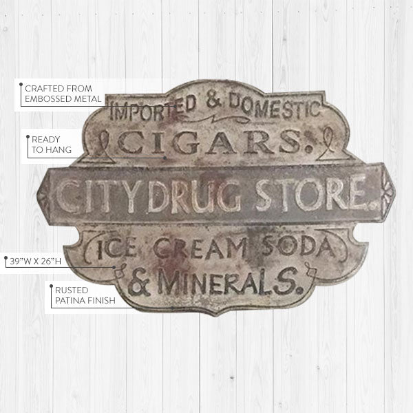 Rynx | Embossed Metal Drugstore Sign