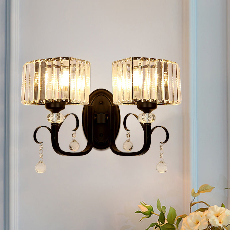 Rynx | 1/2-Bulb Metal Wall Light contemporary black curved arm hallway wall-mounted lamp