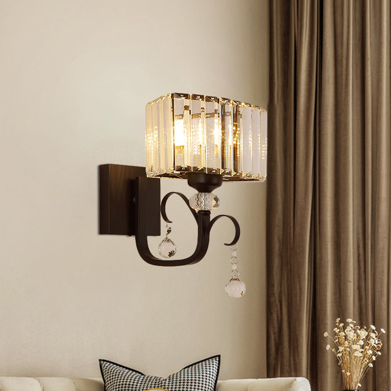 Rynx | 1/2-Bulb Metal Wall Light contemporary black curved arm hallway wall-mounted lamp