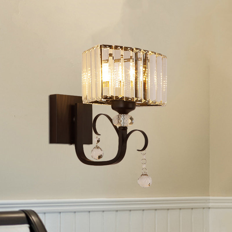 Rynx | 1/2-Bulb Metal Wall Light contemporary black curved arm hallway wall-mounted lamp