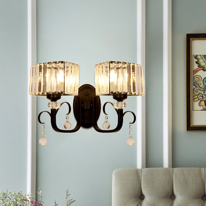 Rynx | 1/2-Bulb Metal Wall Light contemporary black curved arm hallway wall-mounted lamp