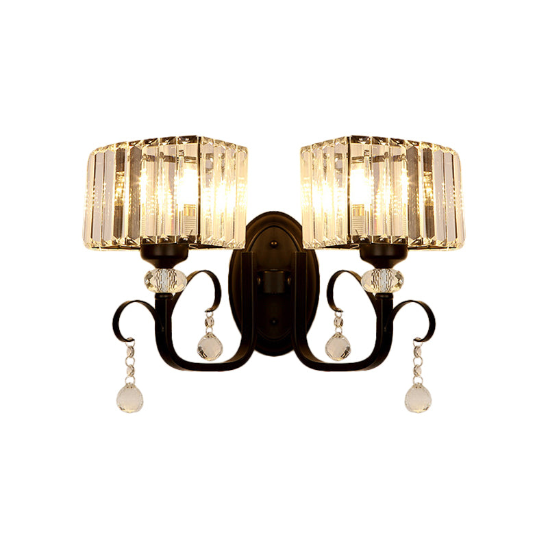 Rynx | 1/2-Bulb Metal Wall Light contemporary black curved arm hallway wall-mounted lamp