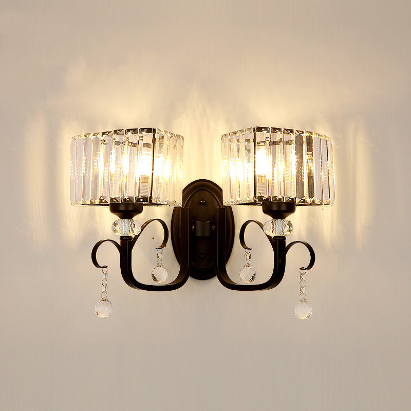 Rynx | 1/2-Bulb Metal Wall Light contemporary black curved arm hallway wall-mounted lamp