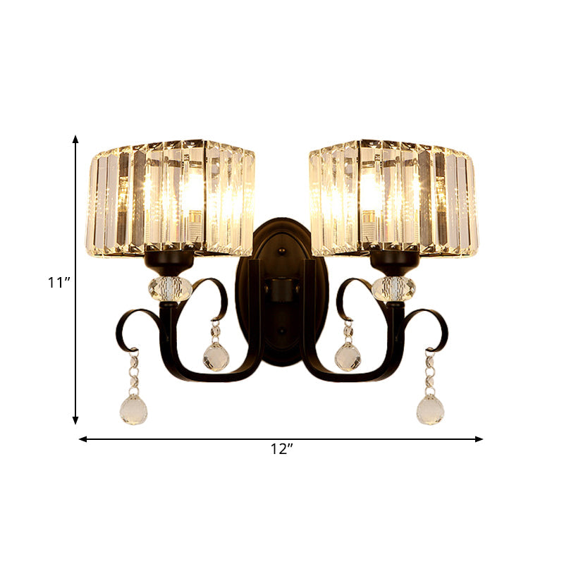 Rynx | 1/2-Bulb Metal Wall Light contemporary black curved arm hallway wall-mounted lamp