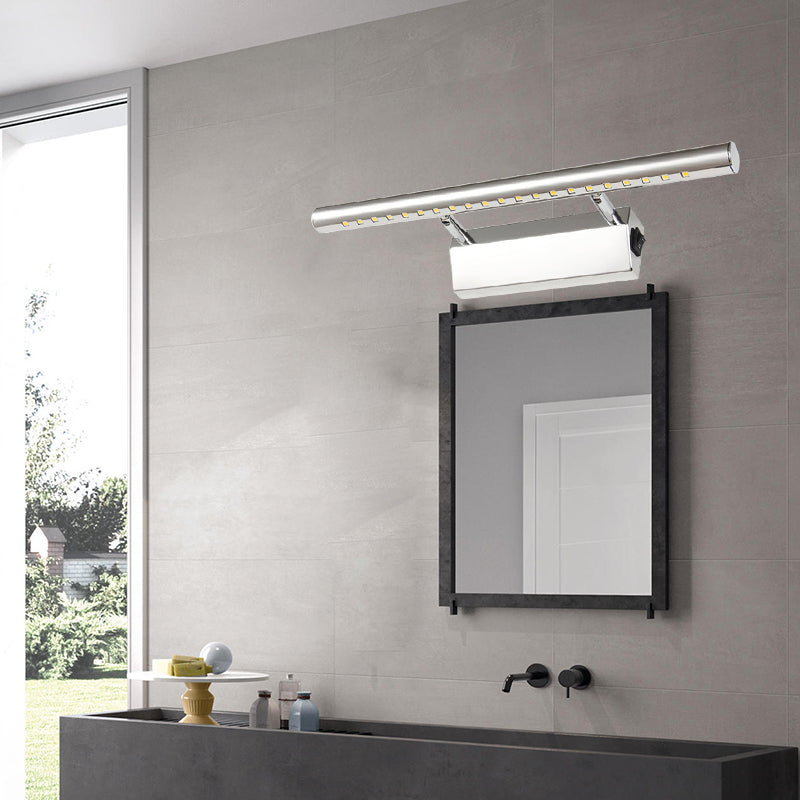 Rynx | Modern Style Cylinder Vanity Wall Sconce Metallic 10"/16" W LED Bathroom Wall Light in Chrome, Warm-/White Light