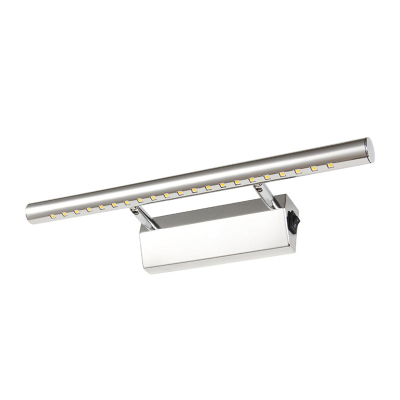 Rynx | Modern Style Cylinder Vanity Wall Sconce Metallic 10"/16" W LED Bathroom Wall Light in Chrome, Warm-/White Light