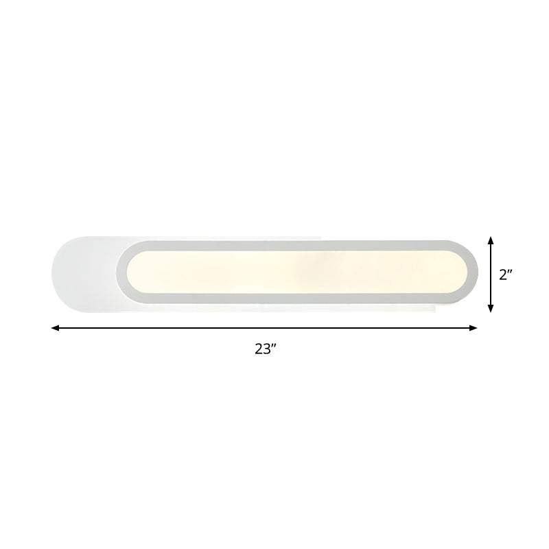 Rynx | LED Bathroom Mirror Light with Oblong Acrylic Shade White Wall Sconces in Warm/White Light, 12"/18"/20" Wide