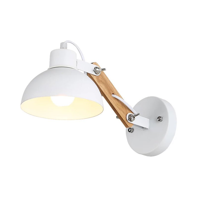Rynx | Nordic Splicing Rotatable Wall Lamp 1-Light Metal Wall Lamp Lighting with Bowl Shade in Black/White-Wood