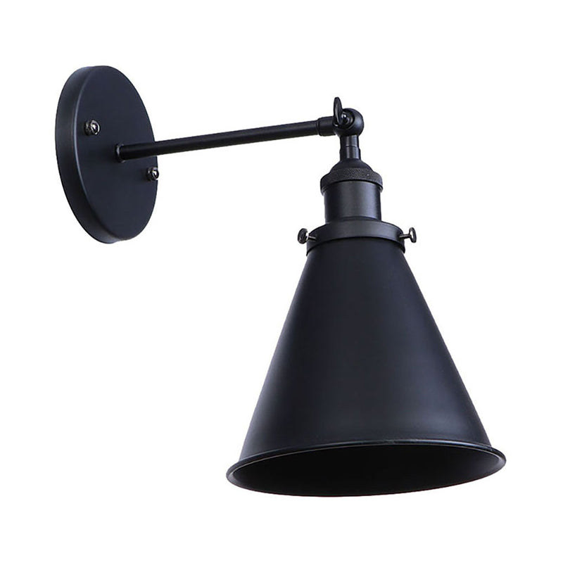 Rynx | Black/Rust 1 Head Wall Lamp Farmhouse Style Wrought Iron Conical Adjustable Wall Light Fixture for Outdoor