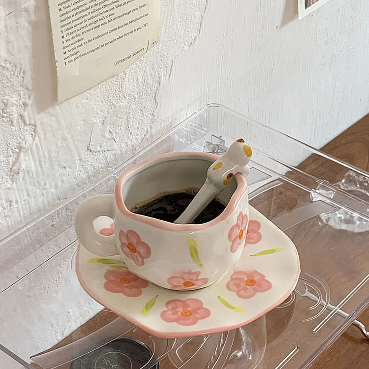 Rynx Retro hand-painted cup and saucer set