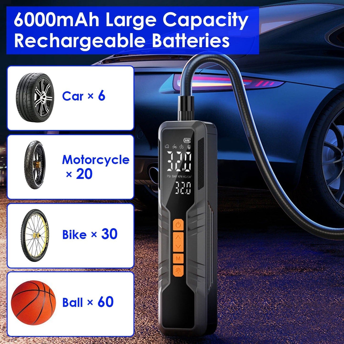 Rynx | 150 PSI Portable Tire Pump Wireless Digital Air Compressor