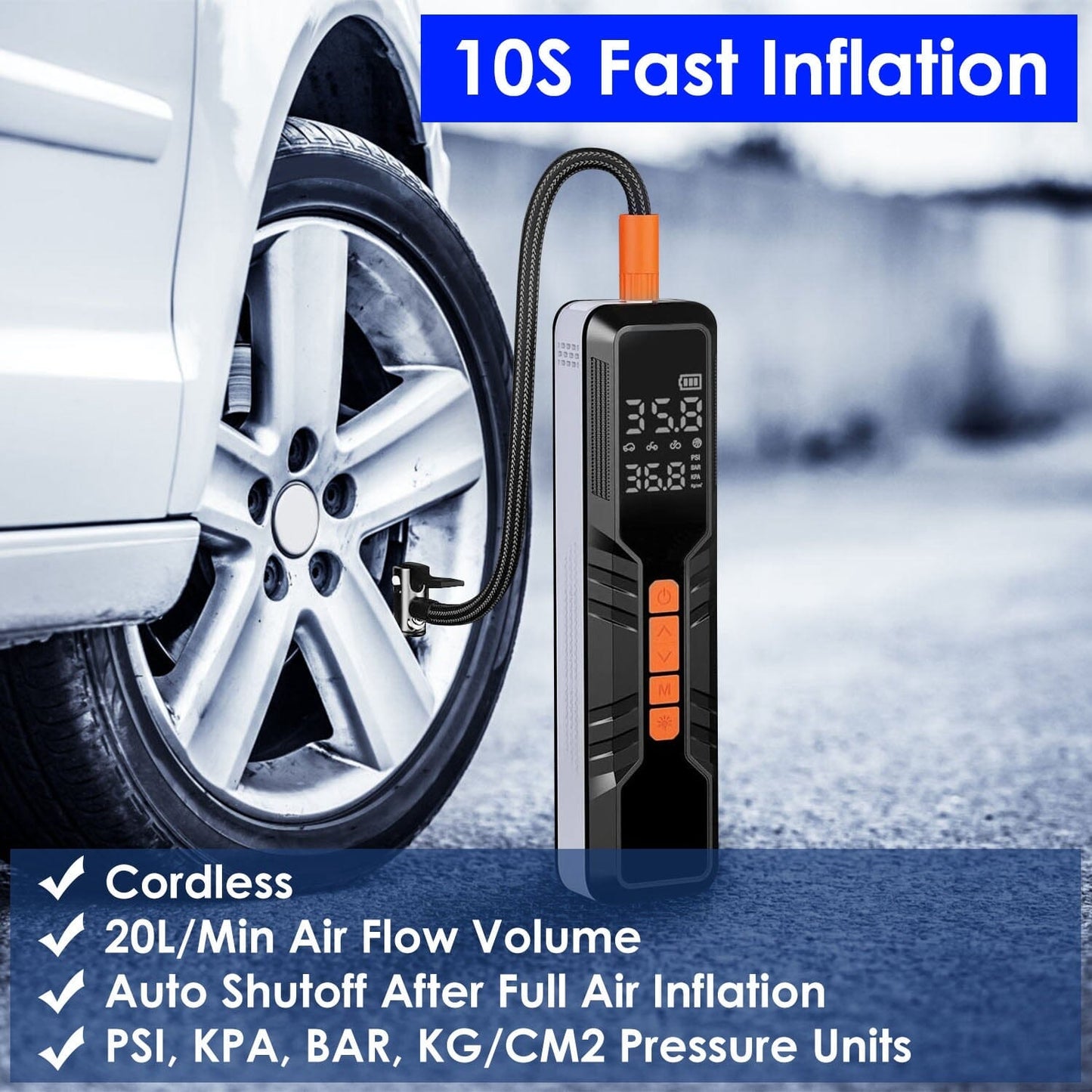 Rynx | 150 PSI Portable Tire Pump Wireless Digital Air Compressor