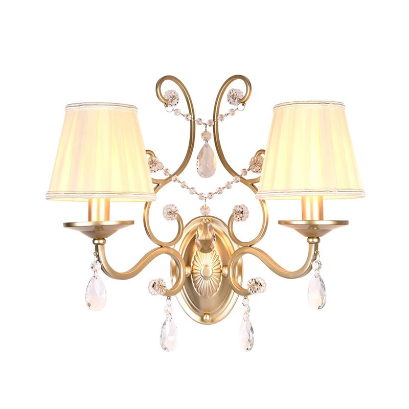 Rynx | Curved Arm Wall Light Contemporary Crystal 1/2-Light Wall Mounted Lighting with/without Shade in Brass