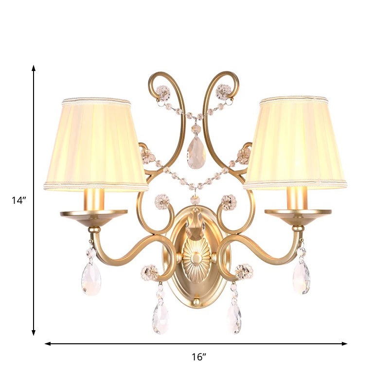Rynx | Curved Arm Wall Light Contemporary Crystal 1/2-Light Wall Mounted Lighting with/without Shade in Brass